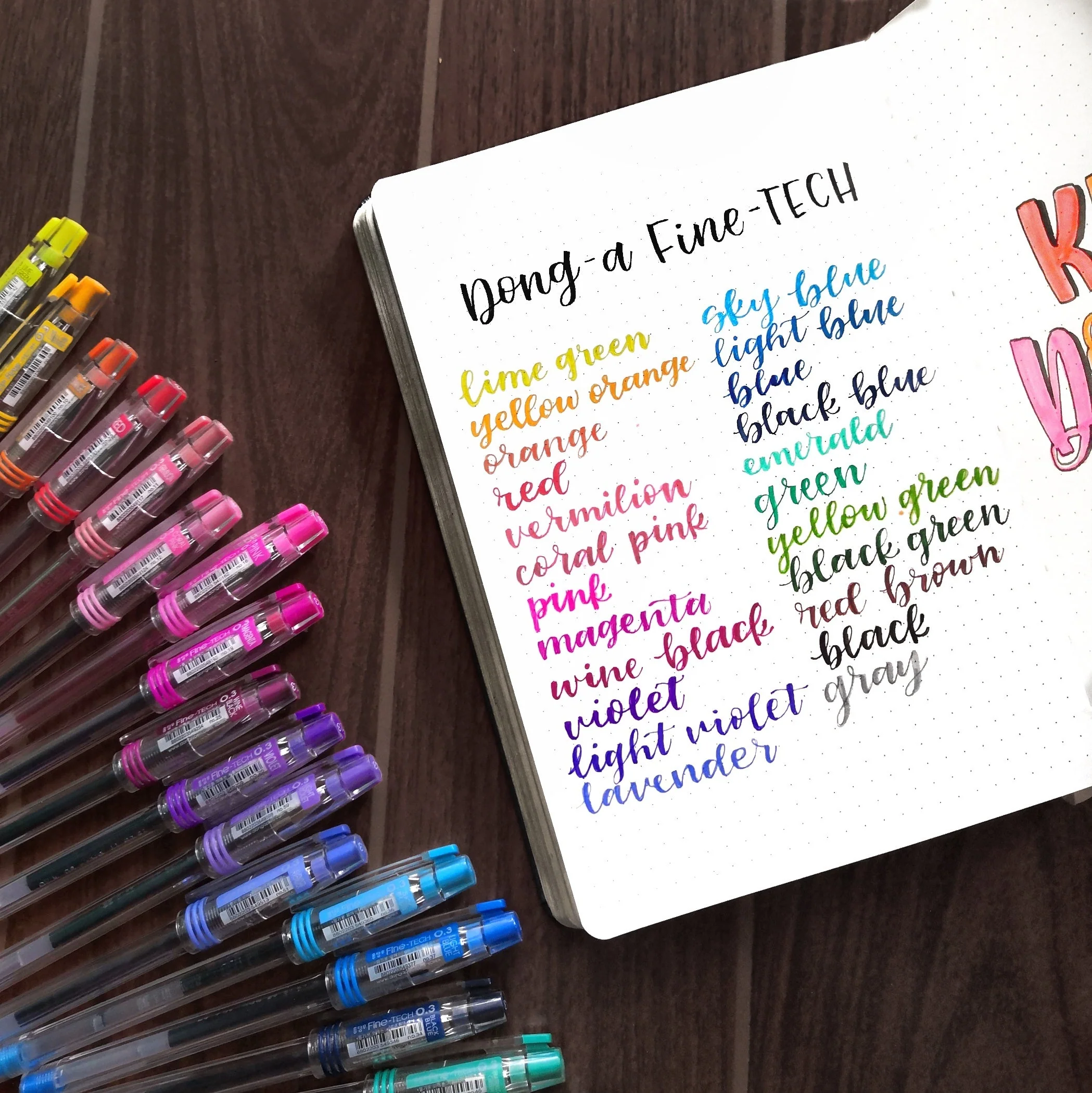 DONG-A Fine-Tech Gel Ink Rollerball Pen, 0.3mm (10 Color Set) - Image 5
